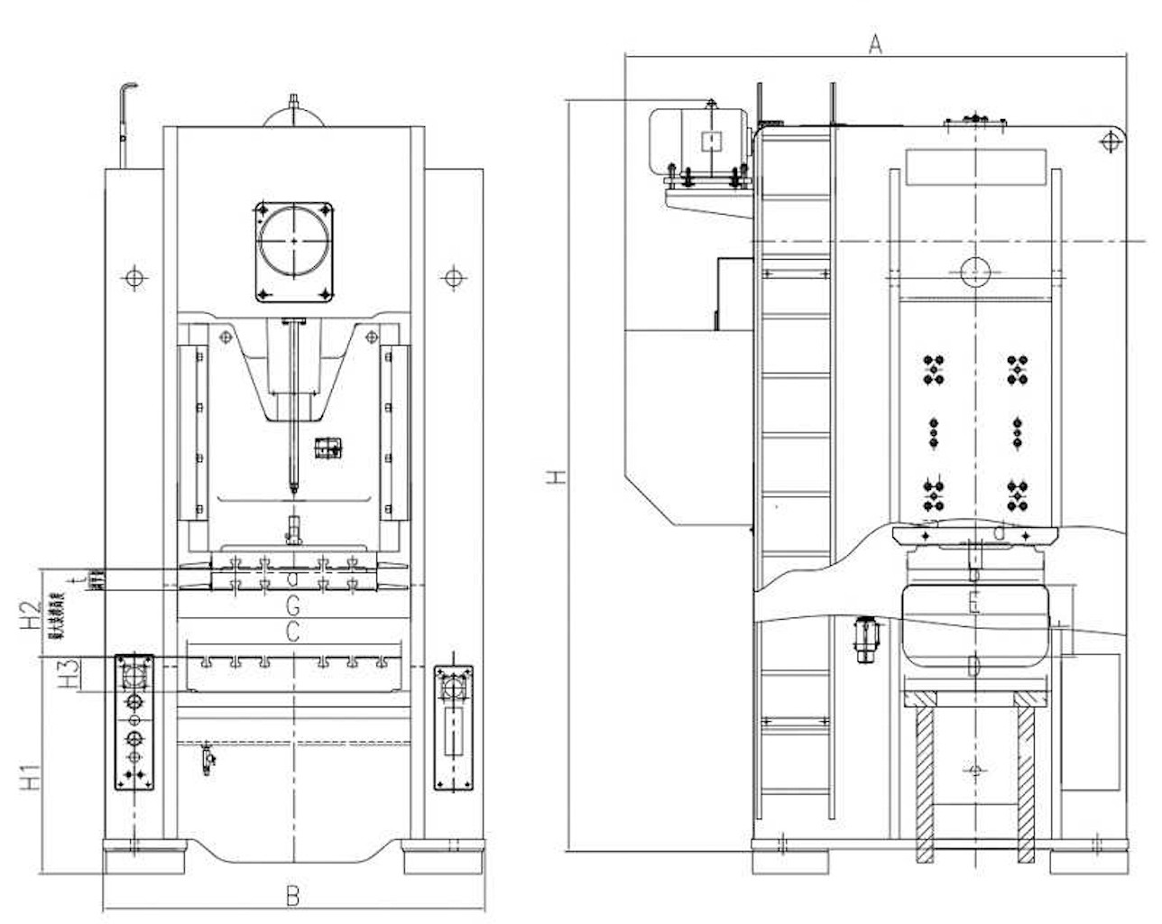 JW31 H Tipo de manivela &uacute;nica Dimens&otilde;es